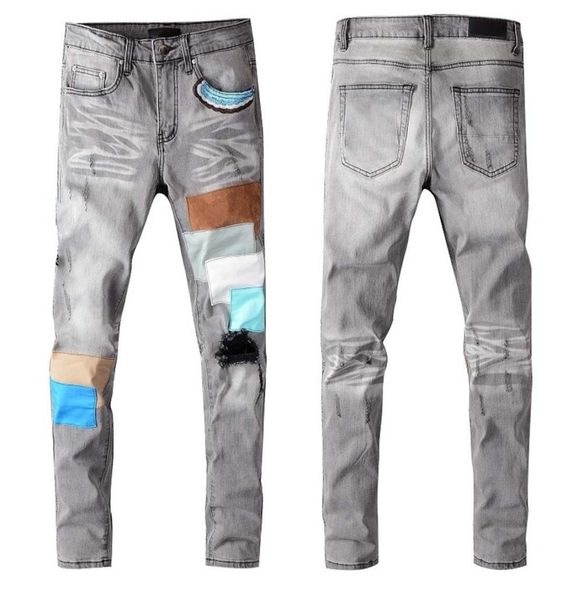 

mens jeans classic hip hop pants stylist jeans distressed ripped biker jean slim fit motorcycle denim jeans upw36208359, Blue