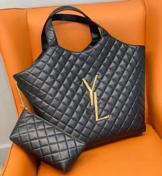 

oversized quilted sheepskin shopping bag classic color large capacity totes women's stylish shoulder bag with women's casual beach