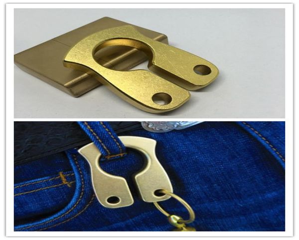 

10mm brass key chain edc finger ring brass knuckles broken window selfdefense supplies key pendant menfashion accessories5818574