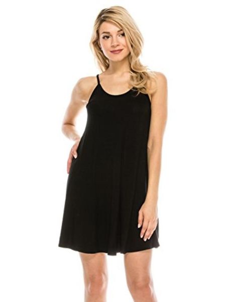 

ettellut casual sun spaghetti strap dresses loose tank summer swimsuit cover up8866228, Black;gray