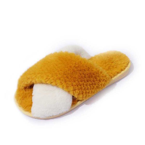 

slippers classic design women's winter house furry slippers fluffy faux fur home slides flat fashion indoor floor shoes ladies flip flo, Black