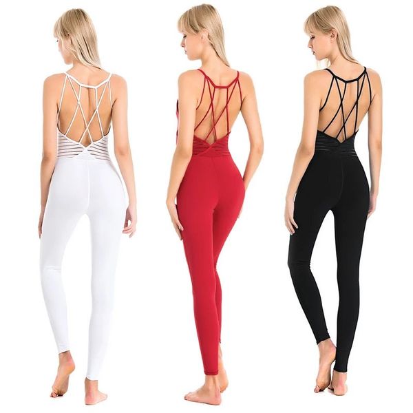 

summer gauze aerial yoga one-piece elastic bodysuit back