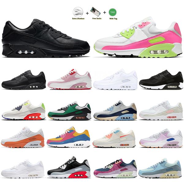 

cushion sports 90s running shoes 90 womens men trainers fashion valentines day light blue violet natural cork triple black white aaa+ woven
