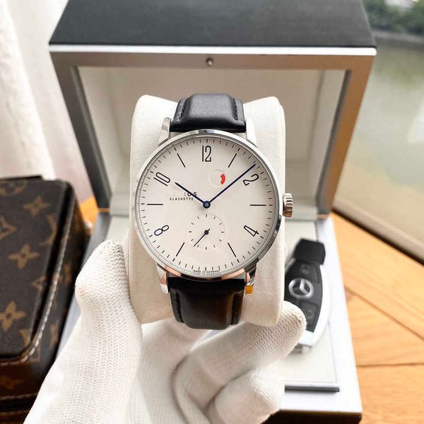 

designer men nomos watch nomos auto mechanical watches 8mxr automatic movement uhr white dial back transparency with box, Slivery;brown