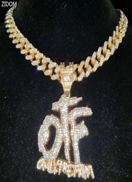 

pendant necklaces men women hip hop only the family letter necklace with 13mm miami cuban chain iced out bling hiphop jewelry2412336, Silver