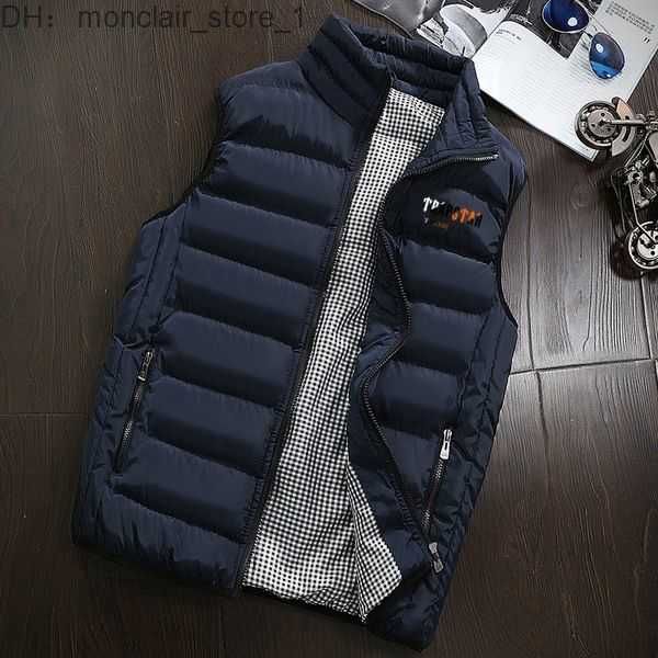 

trapstar men's jackets luxury print vest jacket sleeveless male cotton filling coats ultra thin warm lightweight man brand waistcoat 9, Black;brown