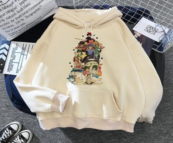 

men039s hoodies sweatshirts anime spirited away women cartoon ogino chihiro print sweatshirt harajuku casual winter warm plus3976256, Black
