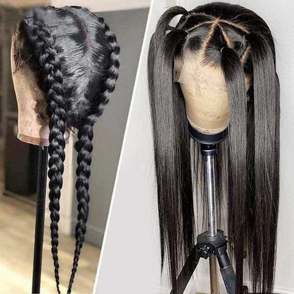 

Brazilian Straight Lace Frontal Wig for Black Women Black/red/blonde/blue/brown/purple Transparent Lace Closure Wig Lace Front Wigs Synthetic Preplucked, Customize