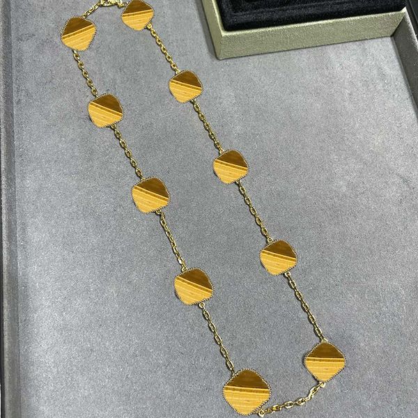 

ladies designer necklace 18k golden plated chain amber clover squar necklaces luxury classic simple party jewelry, Silver