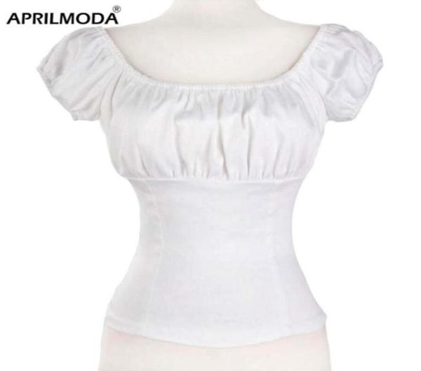 

women039s blouses shirts retro vintage woman blouse summer low back peasant short sleeve womens 50s 60s pinup cotton white pl6370196