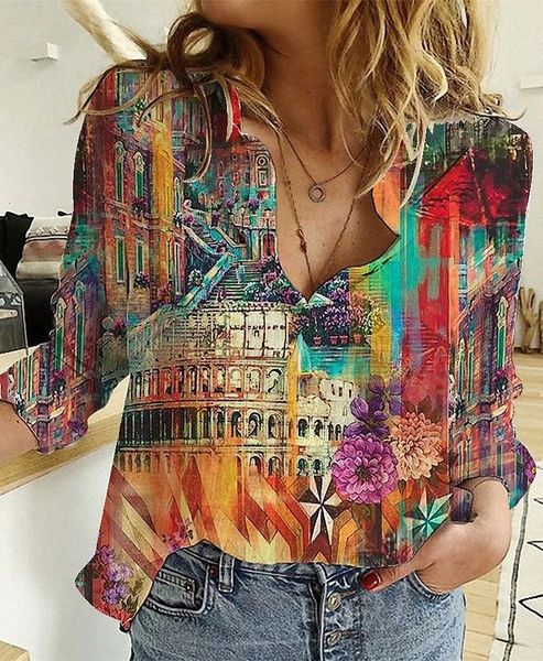 

women's blouses shirts elegant loose blouse woman fashion temperament long sleeve woman shirt printed casual woman shirt holiday 230808, White