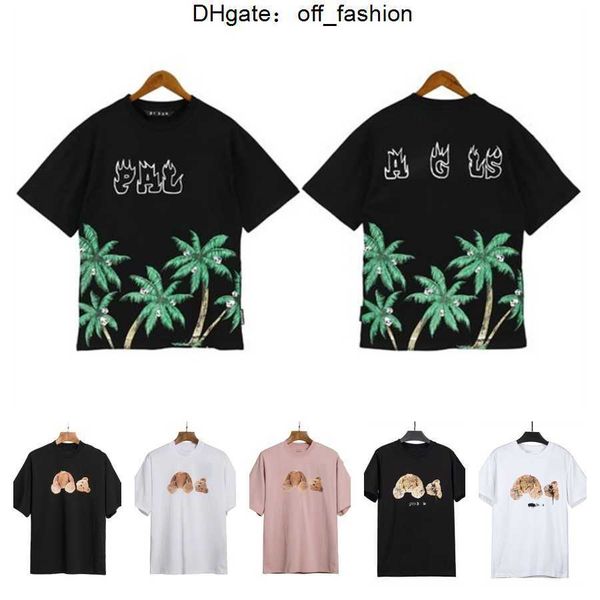 

european and american new fashion br pa palms/angels teddy bear short sleeve cotton oversize loose t-shirt for men women wholesale 7zx7, White;black