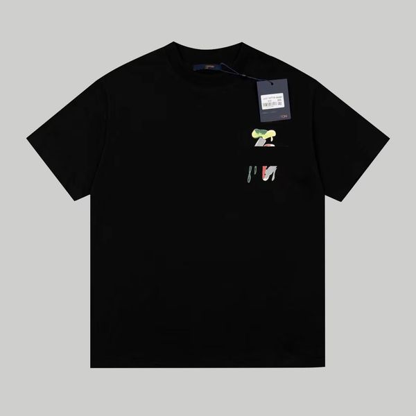 

2023 street short-sleeved t-shirt men's tide cartoon printing loose big size half-sleeve couple hip-hop five-minute sleeve 345, White;black