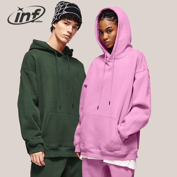 

mens hoodies sweatshirts inflation 350g blank premium multiple colors fleece for men velvet warm couplewear 230808, Black