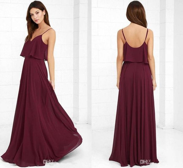 

burgundy straps spaghetti chiffon bridesmaid dresses 2017 a line deep v neck low back maid of honor gowns wedding party2832147, White;pink
