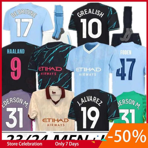 

soccer jerseys haaland 23 24 de bruyne phillips mans cities grealish ferran mahrez foden bernardo joao cancelo z rodrigo football shirt men, White;black