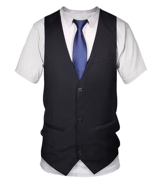 

funny suit 3d t shirt graphic tuxedo bow tie digital printed tshirts men summer fashion short sleeve streetwear vest 5287730, White;black