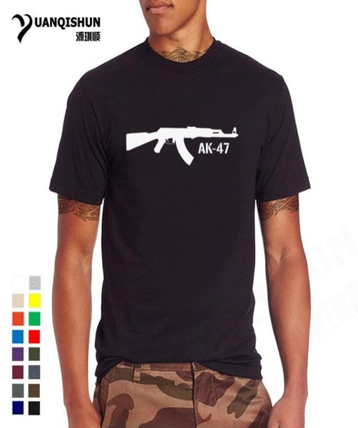 

yuanqishun summer fashion brand tshirts 100 cotton casual tshirt ak 47 kalashnikov printed men t shirt ak47 gun sh1274003, White;black