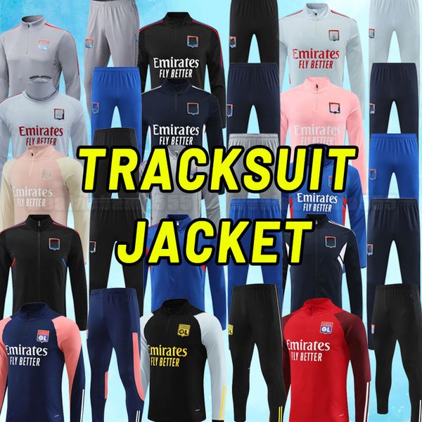 

long sleeve 23 24 soccer tracksuits maillot de foot 2023 2024 ol aouar ndombele football shirts l paqueta traore men lyon tracksuit training, Black