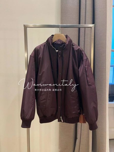 

mens jackets autumn and winter loro piana purple technology fabric splicing knitted cashmere bomber, Black;brown
