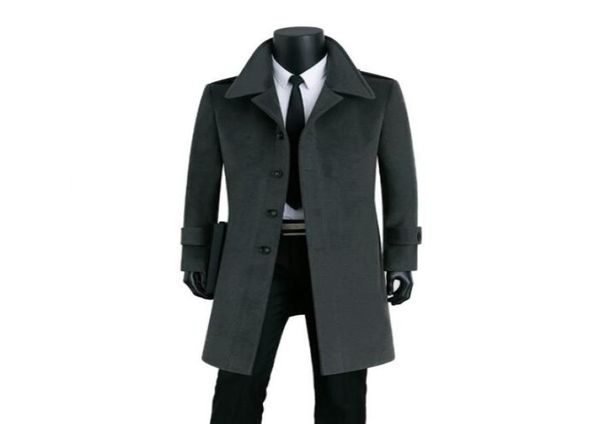 

long woolen coat men singlebreasted trench coats overcoat mens cashmere coat casaco masculino inverno erkek england grey black9576532, Black