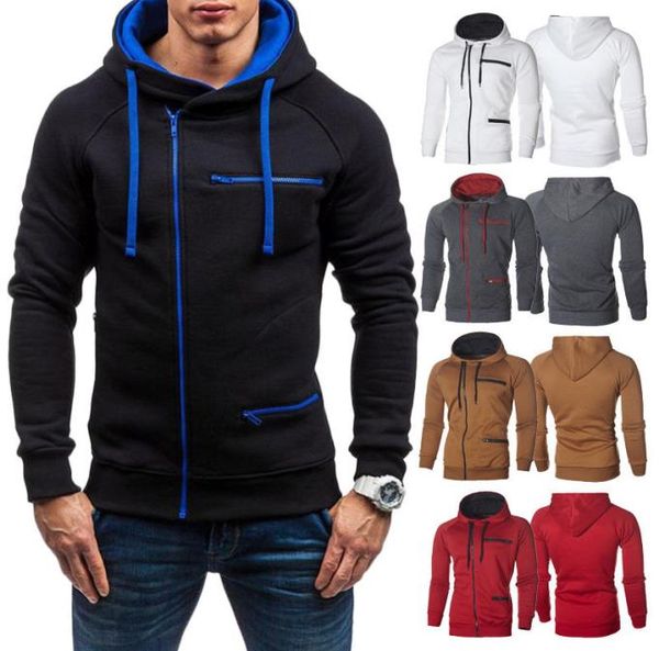 

new sports style mens hoodie american fleece zip up jacket sweatshirt hooded plain color mxxxl6324800, Black