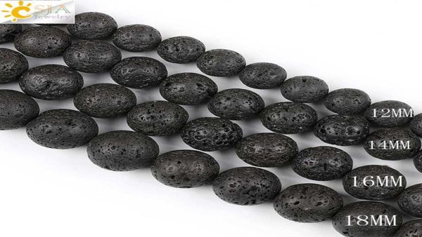 

csja drop 12mm big round black lava rock natural stone beads for women men necklaces bracelets making with string e17136363