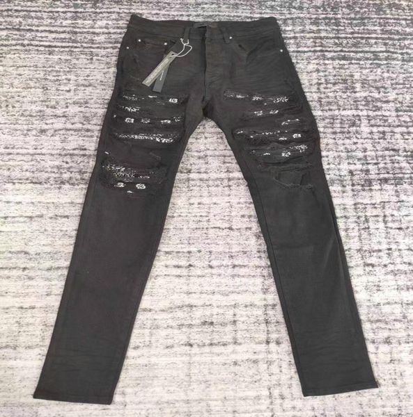 

447men039s distressed ripped skinny jeans fashion mens jeans slim motorcycle moto biker causal mens denim pants hip hop men j5415246, Blue