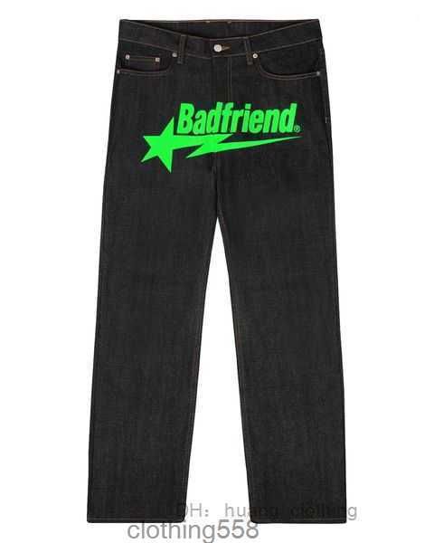 

pants mens jeans y2k hip hop badfriend letter printing baggy black harajuku fashion punk rock wide foot trousers streetwear 230322 8 gbnj, Blue