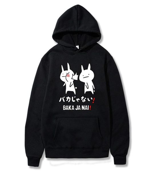 

anime baka rabbit hip hop hoodies men harajuku fashion streetwear hooded sweatshirt hoodie clothing y01049474988, Black