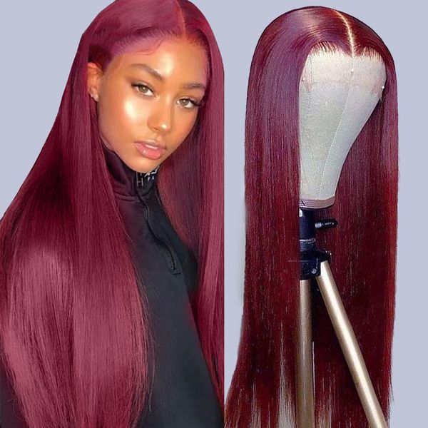 

99j Burgundy Lace Front Human Hair Wig 13x4 Lace Frontal Human Hair Wig Bone Straight Human Hair Wigs 13x6 Hd Lace Frontal Wigs