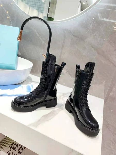 

black ankle biker chunky platform flats combat boots low heel lace-up booties leather chains logo 0809