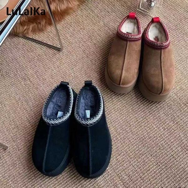 

boots 2022 autumn and winter new warm all-match casual indoor thick-soled shoes women wool muffin bottom baotou snow boots, Black