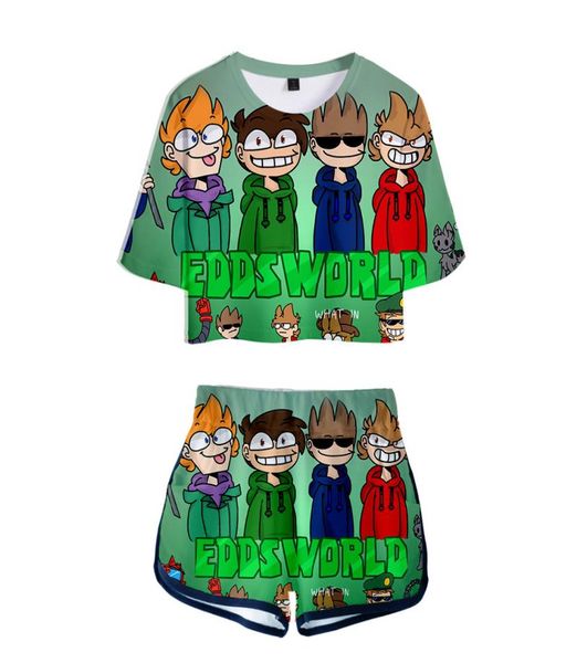 

animation tv show eddsworld 3d print tracksuit women two piece set and shorts sweat suits 2 piece outfits conjunto feminino9452142, Gray
