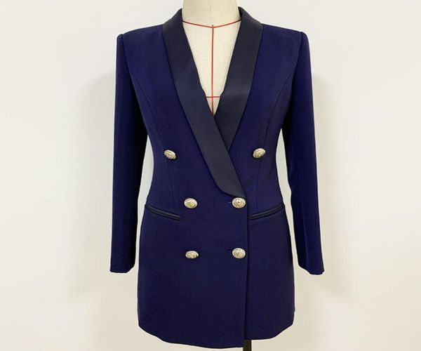 

original design women039s working dress metal buckles doublebreasted slim shawl collar lady ol style navy career c7990109, White;black