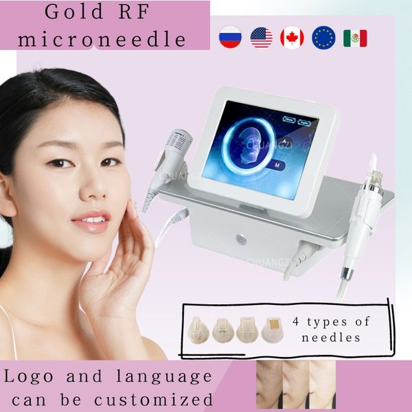 

gold rf micro needling machine beauty microneedle roller reduce wrinkles tighten skin whiten reduce pores rf beauty machine