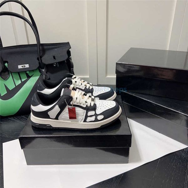 

dhgate skel-low sports casual board shoes for men women lace-up leather fashion designer bone sneakers black white outdoor plate-forme luxur