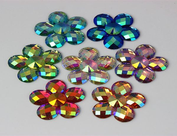 

30pcs 30mm ab color flower shaped resin rhinestones crystal flatback stones for jewelry crafts decoration zz5268784763, Black