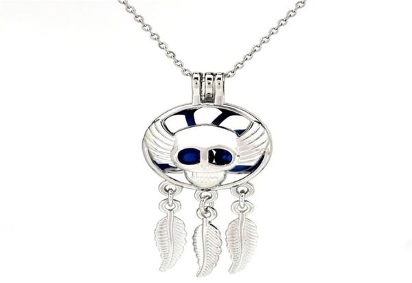 

silver dream catcher skull wing leaf essential oil diffuser locket aromatherapy beads pearl oyster cage necklace pendantboutique 47287566