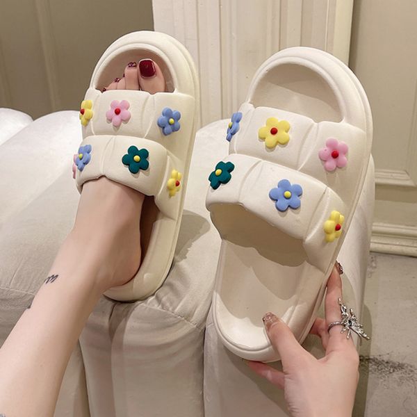 

slippers thick bottom womens beach slide flower series flip flops indoor bathroom nonslip shoes summer couple sandals 230808, Black