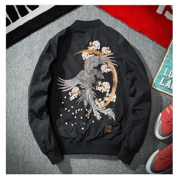 

men jackets embroidery coat sukajan yokosuka souvenir fashion youth bomber streetwear baseball uniform embroiderychina039s wind6636339, Black;brown