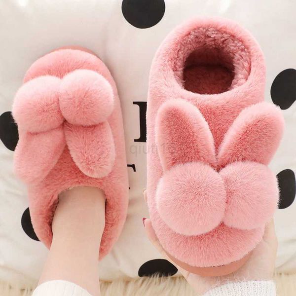 

slippers fluffy furry slippers women winter warm slipper female indoor plush shoes ladies comfort shoes for women fur rabbit ears slipper, Black