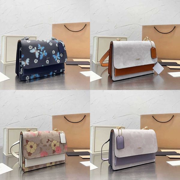 

flap chain crossbody bag designer purse handbags vintage butterfly flower print shoulder bags luxury leather square cross body wallet 230801