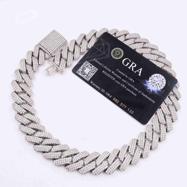 

sell 19mm cross border european and american hip-hop 20mm diamond cuban chain 925 silver necklace trendy brand personality