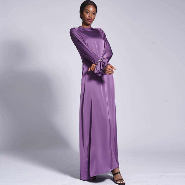 

autumn and winter long dress with satin diamond buttons pure color loose for women, Black;gray