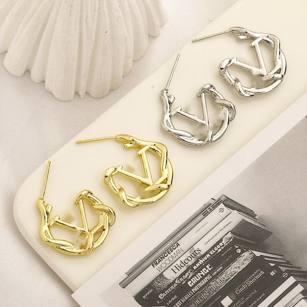 

women earrings gold stud earings luxury designer jewelry shiny charm earing diamond earring with box l hoop jewlery engagement, Golden;silver