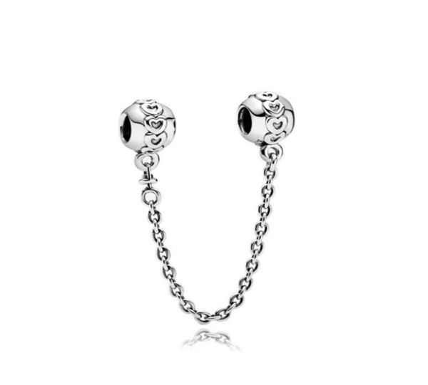 

heart alloy clip safety chain fashion women jewelry 925 silver plated for diy bracelet charm bead european style panza007242945672