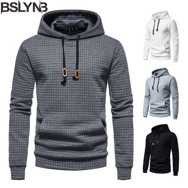 

mens hoodies sweatshirts spring autumn hoodie hollow plaid quilted cotton fabric pullover hooded hoody sweatshirt 230808, Black