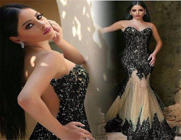 

mermaid crystals applique evening dresses beading luxurious formal dresses long mermaid prom dress vestidos de festa vestido 9076662, Black