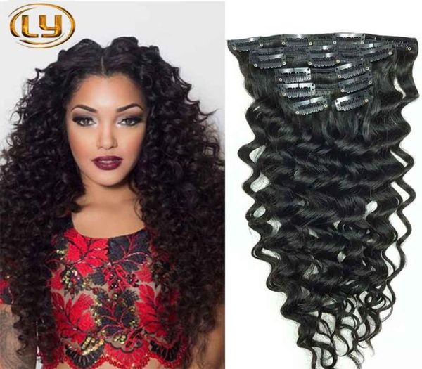 

clip in human hair extensions deep curly brazilian human hair extensions clips ins 7pcsset 10pcsset for whole head clip in hair9163138, Black;brown